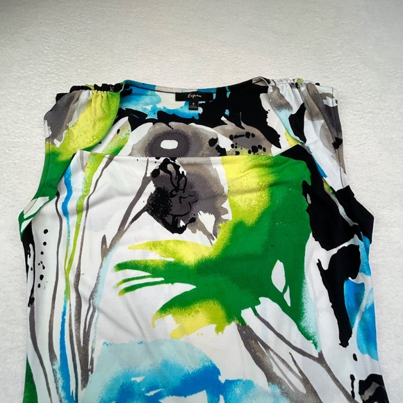 Express Women Sleeveless Abstract Floral Blouse size Small Flowers Tropical Top - Picture 2 of 12